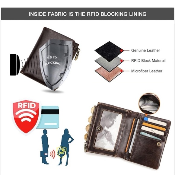 Men’s RFID wallet teal blue with air tag slot NWOT - Picture 5 of 10